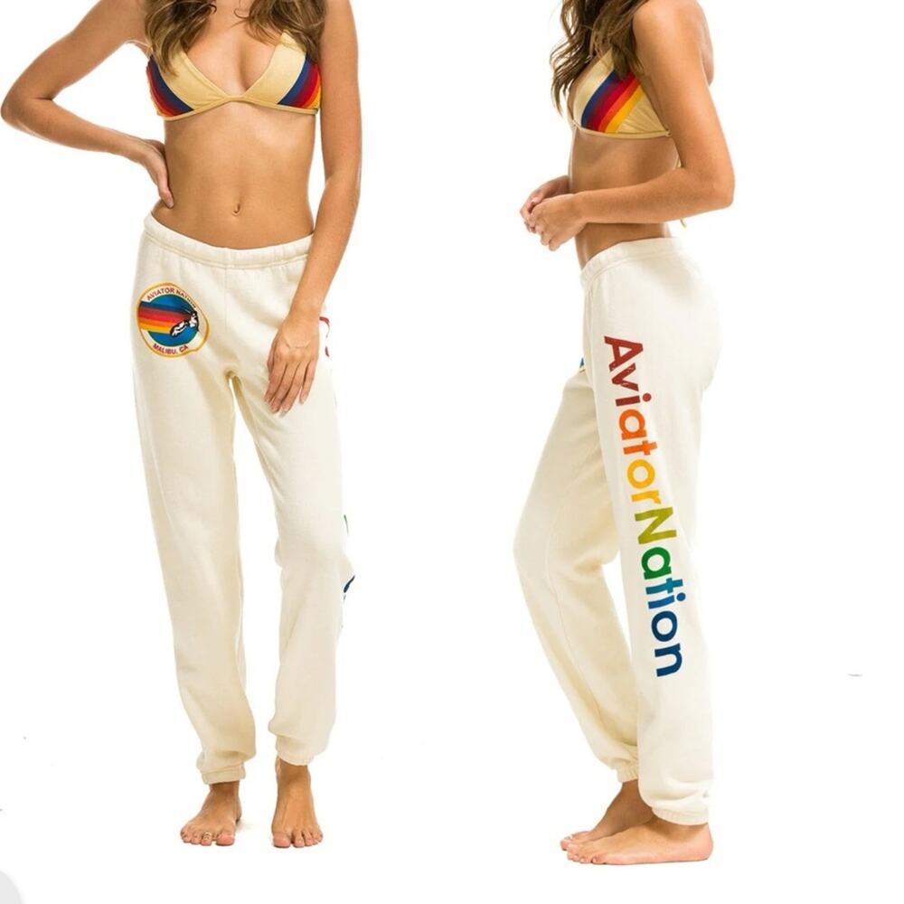 Aviator Nation Malibu Sweatpants Vintage White Sz XS